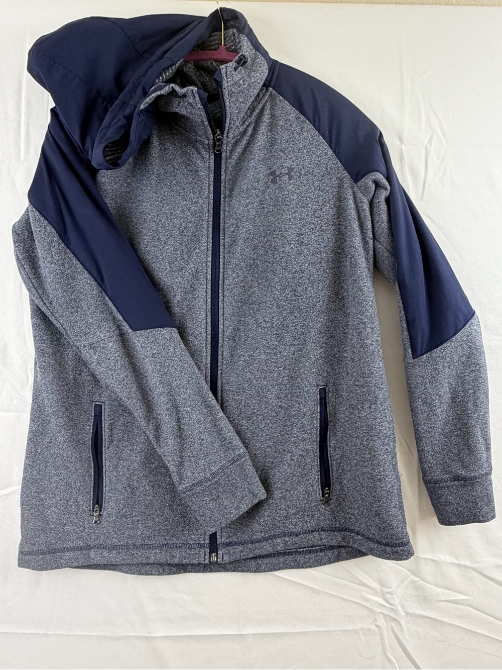 Men's Under Armour Cold Gear Full Zip Sweatshirt Hoodie w/ Drawstring Gray Large